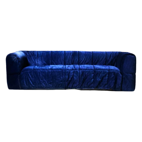 Quilted Sofa 280 by Cini Boeri for ARFLEX in Bombay #89 Blue T4 Velvet