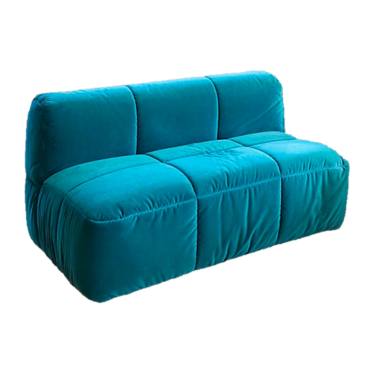 Arflex STRIPS 95 Quilted Sofa by Cini Boeri in Blue Velvet (Bombay #103)