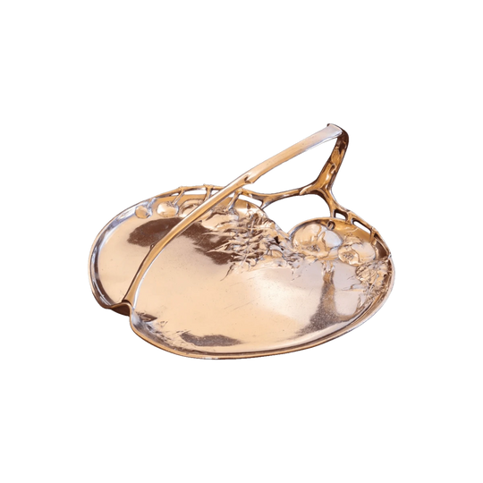 J. P. Kayser & Söhne Art Nouveau Silver-Plated Heart-Shaped Serving Tray with Arched Vine Handle, Krefeld, Germany, c. 1905