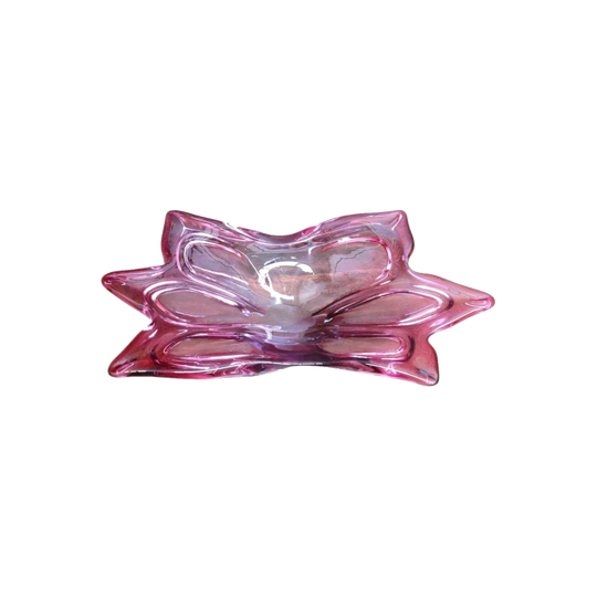 c. 1960 Italian Mid-Century Art Glass Star/Orchid Bowl in Cranberry Pink