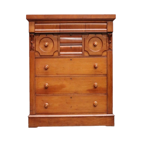 Antique Australian Cedar Chest of Eight Drawers with Original Mother-of-Pearl-Inlaid Handles, c.1870