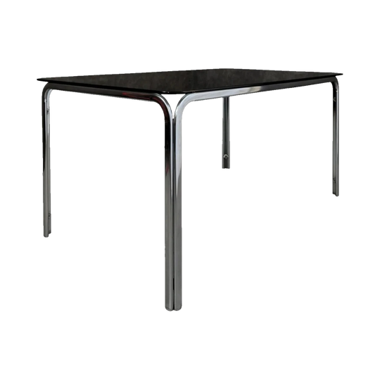 Gastone Rinaldi Style Chrome and Smoked Glass Dining Table Circa 1970s