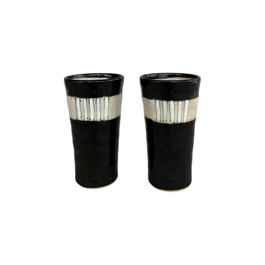 Pair of Handcrafted Japanese Stoneware Tumblers