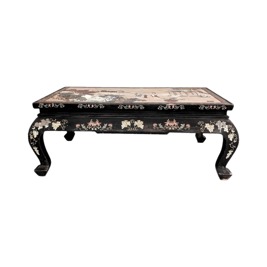 Chinese Silver Leaf and Black Lacquer Low Table Republic Period circa 1920 to 1935