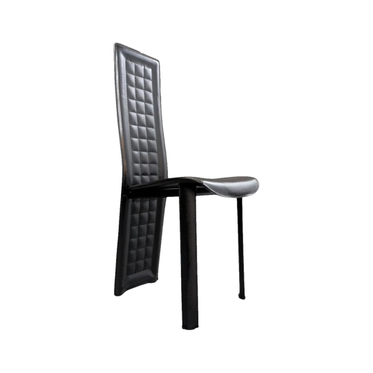 Eight (8) Postmodern Saddle Leather Dining Chairs in the Style of Pietro Costantini