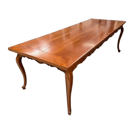 French Provincial Reclaimed Cherrywood Extension Dining Table with Cabriole Legs – Extends to 395.5 cm