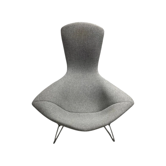 Knoll Bertoia Bird Chair and Ottoman (Pre-1994, Unstamped) with New Grey Knoll Cover and Original Red Ottoman Cover