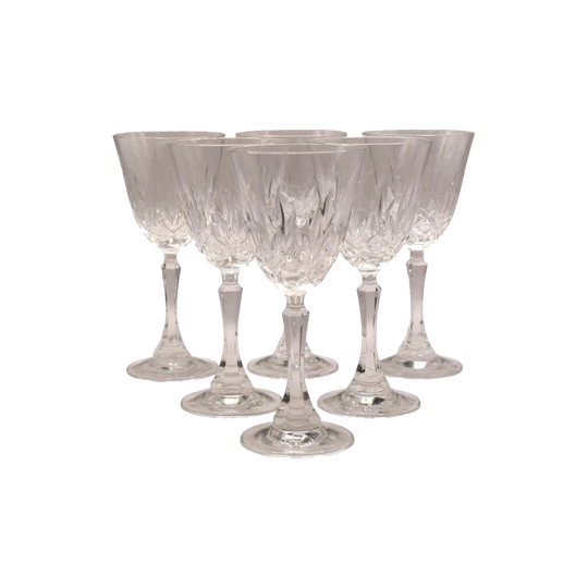 Vintage Crystal D'Adriana “Countess” Cut Crystal Wine Glasses – Set of 6, Yugoslavia, 1980s