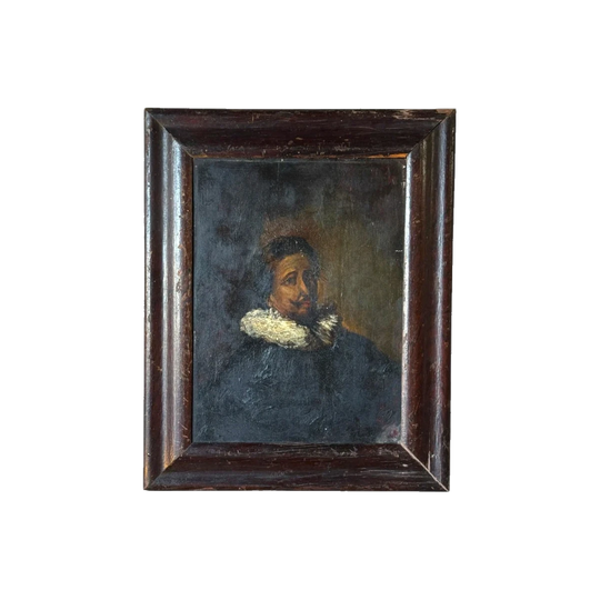 Antique Oil on Timber Panel Portrait of a Gentleman, Dutch Manner