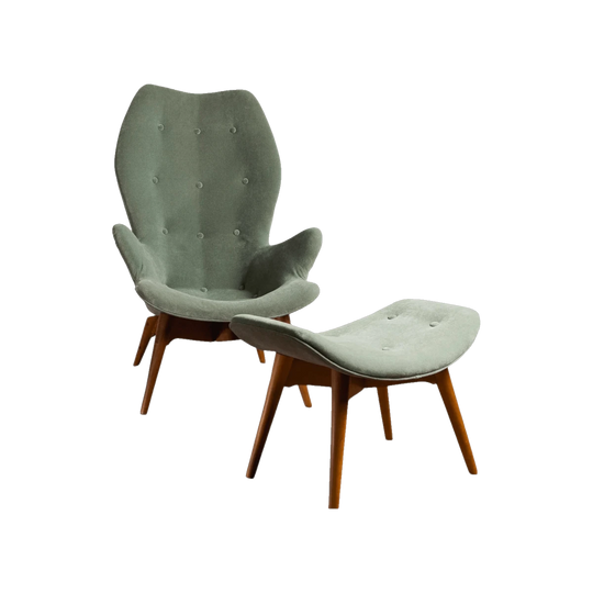 Featherston W180 Contour Chair and Ottoman, Australian Mid-Century – Reupholstered by Upholstery Direct