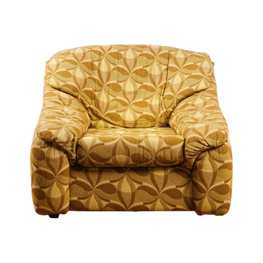 1970s Armchairs — Set of Four, Period-Style Fabric Upholstery