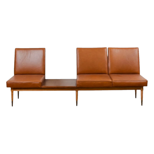 William Latchford Mid-Century Modular Sofa Bench with Coffee Table – Restored, Italia Aniline Leather