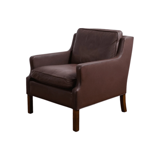 Danish Leather Armchair, Attributed to Børge Mogensen