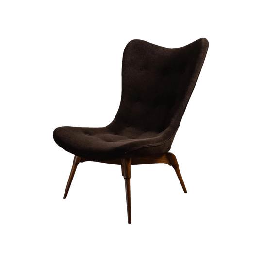Featherston R152 Contour Chair – Brown Alpaca Velvet, Fully Restored