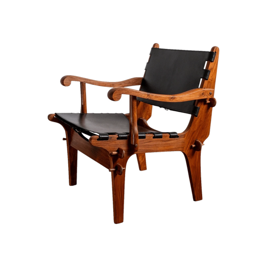 Angel Pazmino Safari Lounge Chairs for Muebles de Estilo, Rosewood and Saddle Leather, Ecuador, 1960s – Set of 2