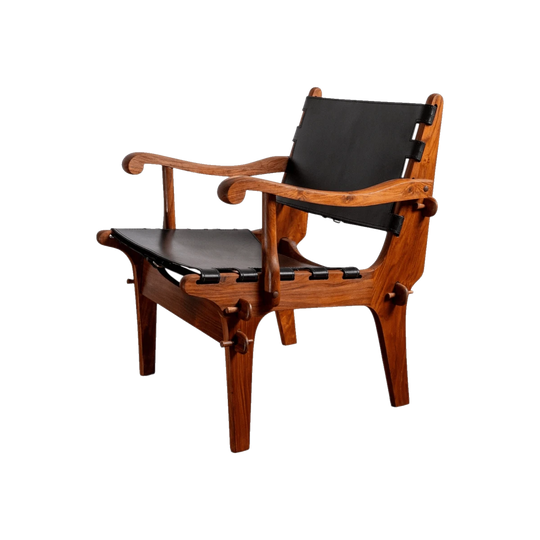 Angel Pazmino Safari Lounge Chairs for Muebles de Estilo, Rosewood and Saddle Leather, Ecuador, 1960s – Set of 2