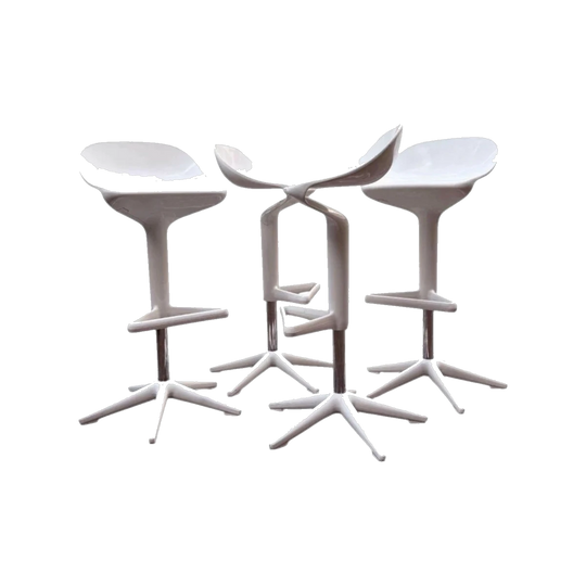 Kartell Spoon Stool by Antonio Citterio & Toan Nguyen, Italy — White Polypropylene, Height-Adjustable