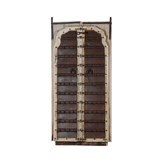 Vintage Indian Window Panel with Wrought Iron Detailing, Brown/Raw – Eco Village Collection
