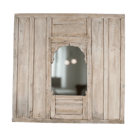 Vintage Indian Rustic Door Panel with Arched Window – Eco Village Collection