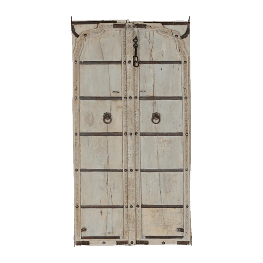 Vintage Indian Rustic Door with Wrought Iron Detailing – Eco Village Collection