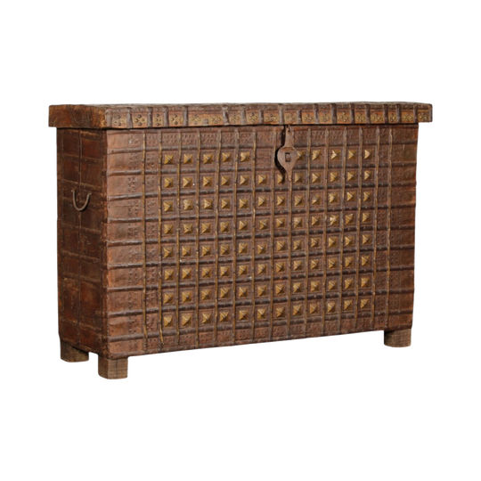 Vintage Indian Storage Trunk / Console Table in Dark Brown Timber – Eco Village Collection