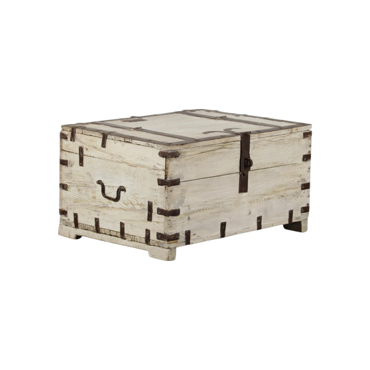Vintage Indian Timber Storage Box with Rustic Metal Hardware – Eco Village Collection