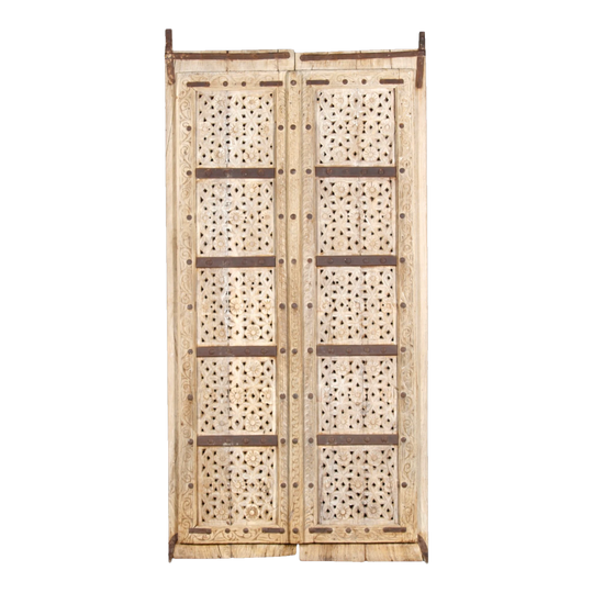 Vintage Indian Panel Door 2 with Wrought Iron Detailing – Eco Village Collection