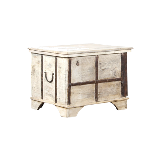 Vintage Indian Timber Storage Box with Rustic Metal Hardware – Eco Village Collection