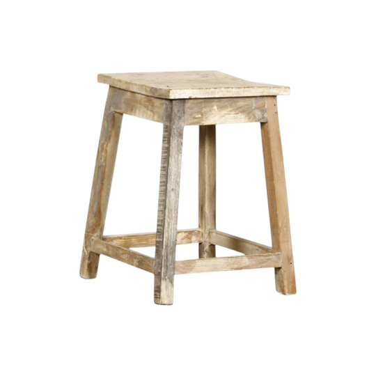 Vintage Indian Recycled Wood Square Stool – Eco Village Collection