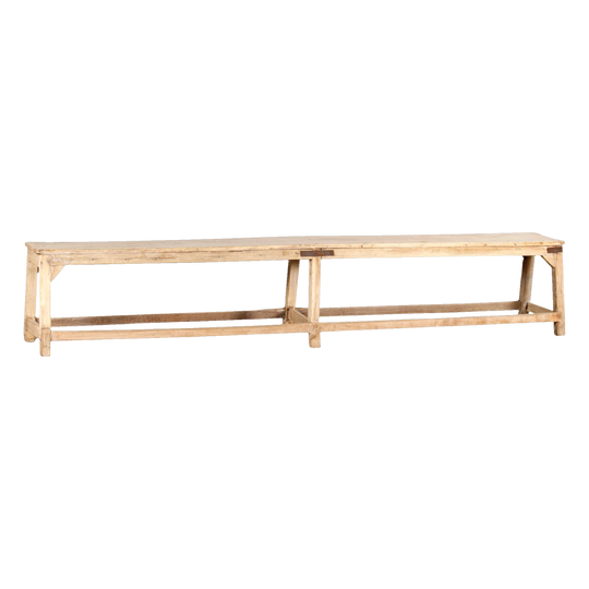 Vintage Indian Recycled Wood Bench Seat, Extra Long with Original Metal Detailing – Eco Village Collection