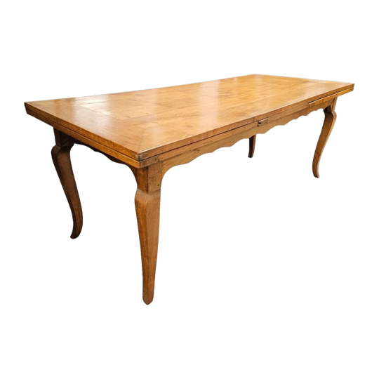 Antique Louis XV Farmhouse Extension Table, Circa 1920s, Two 77 cm Leaves, 200–354 cm