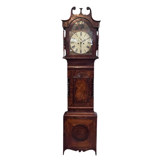William IV mahogany long case clock with hand painted dial c.1830