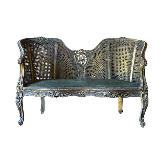 Antique French Giltwood & Rattan Louis XV Style Settee
