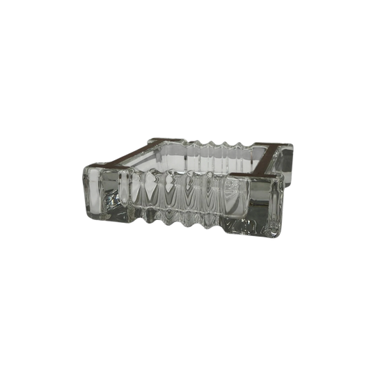 Italian Crystal Ashtray with 800 Silver Mounts 1970s