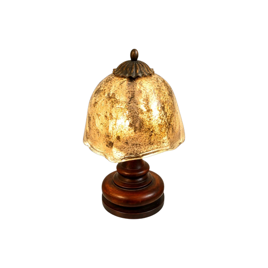 Small Murano Glass and Oak Table Lamp