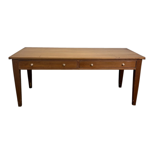 Antique Federation Kauri Pine Desk with 2 Drawers