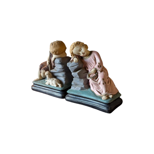 Vintage Pair of Art Deco Style Plaster Figural Bookends