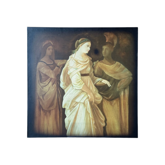 Large Vintage Classical Figural Print Mounted on Board