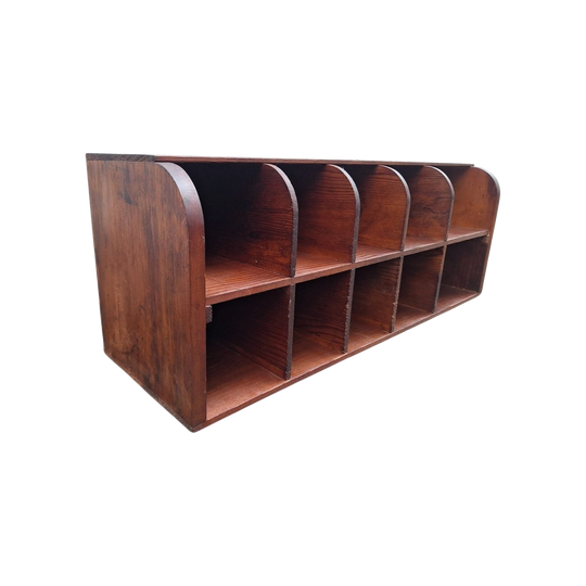 Antique Timber Letter Holder / Pigeonhole Organiser