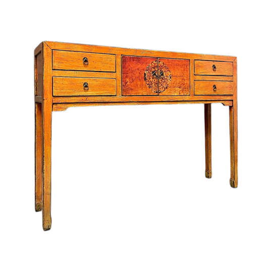 Chinese Orange Lacquered Hall Table,