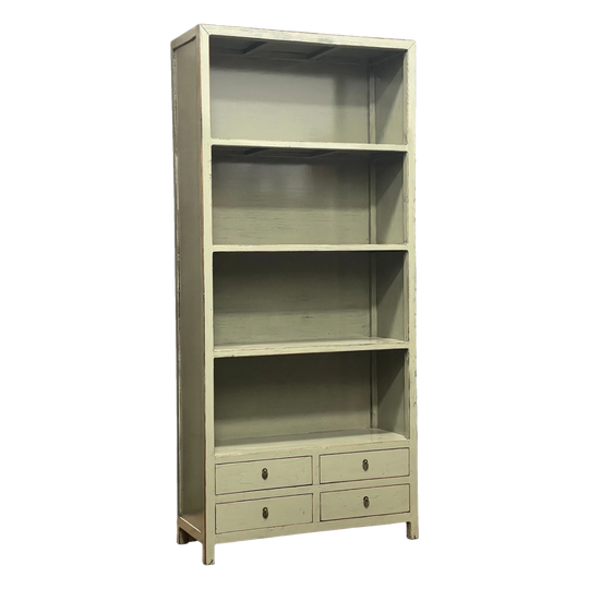 Chinese Sage Green Lacquered Bookshelf