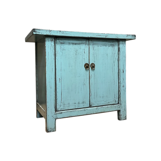 Chinese Blue Lacquered Side Cabinet