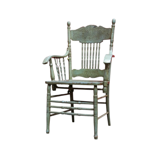 Antique English Painted Hall Chair in Sage Green and Duck Egg Blue
