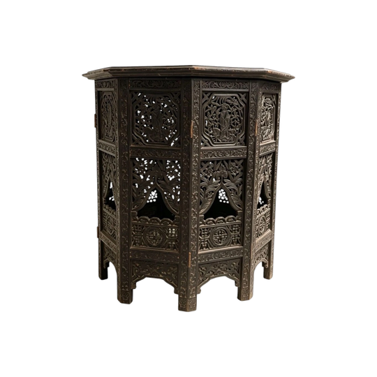 1679: Antique/Vintage Chinese Carved Wooden Folding Base Coffee Table Side Table