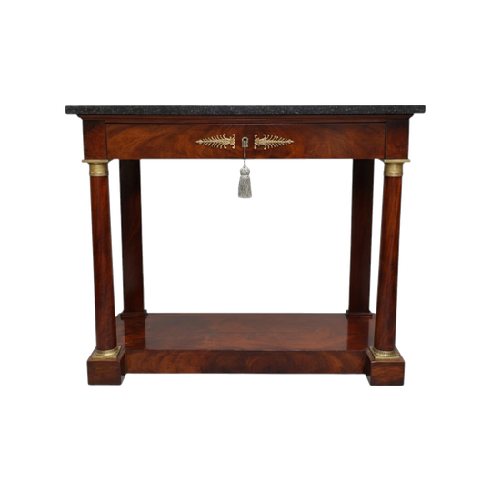 Empire Mahogany Marble Top Console Hall Table