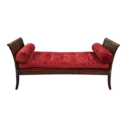 French Empire Walnut Day Bed Nicely Upholstered