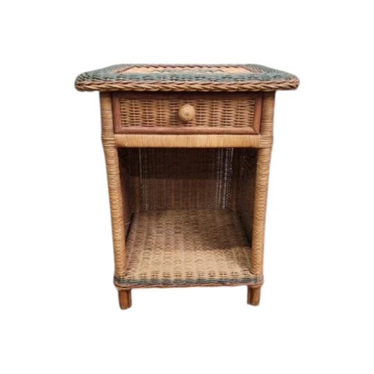 Vintage Woven Cane Bedside Table