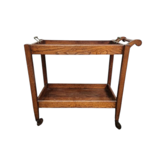 Antique Oak Tea Trolley with Removable Tray