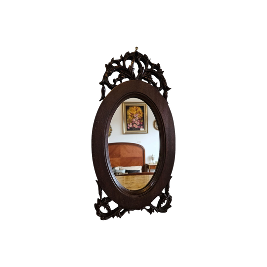 Beautiful Jarrah Carved Oval Wall Mirror