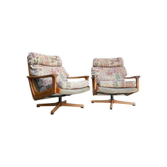 Vintage Mid Century Tessa T21 Swivel Chairs Pair